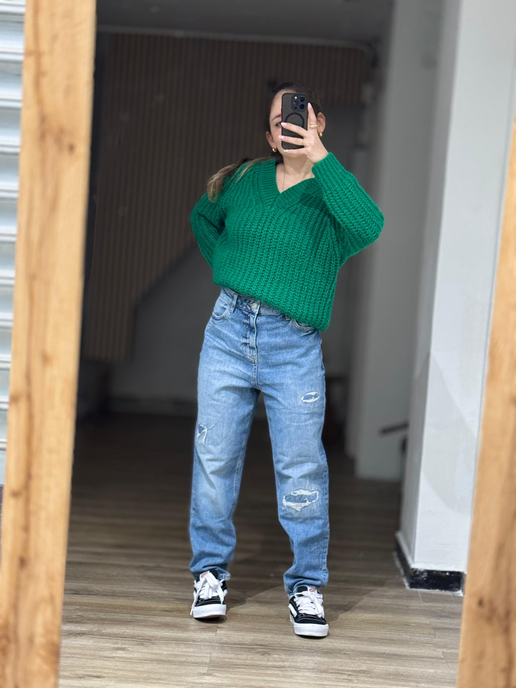 OUTFIT COLOR BLOCK PUNTO & DENIM – STREET CASUAL