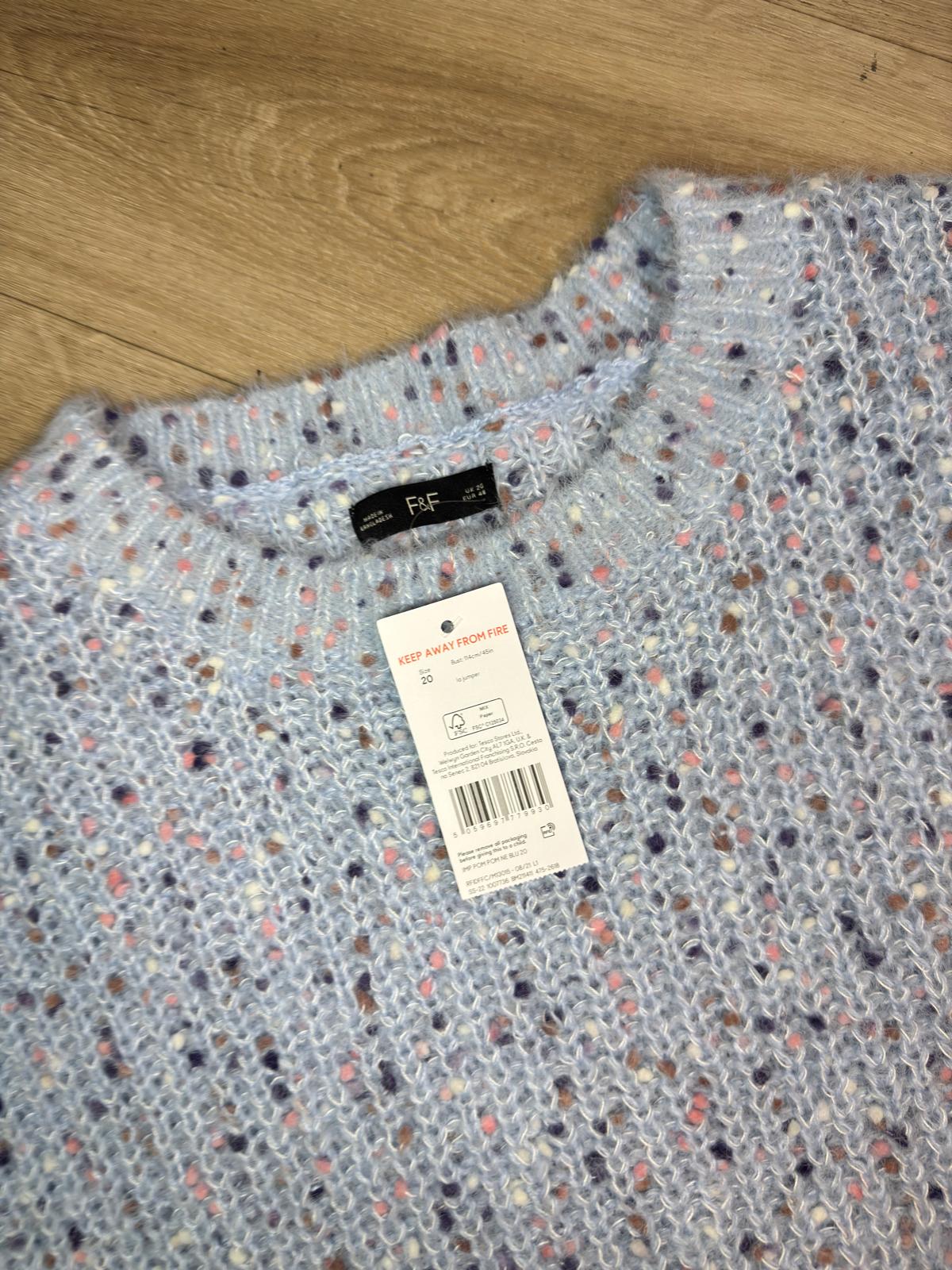 Jersey de punto jaspeado celeste oversize | Suéter invierno mujer