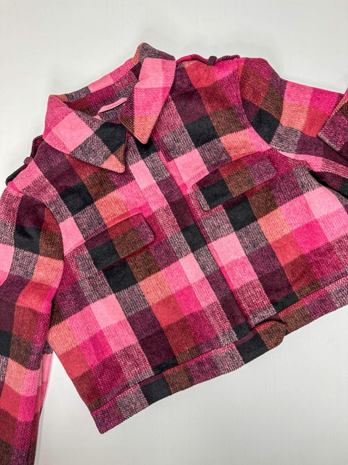 Chaqueta Cropped Cuadros Rosa